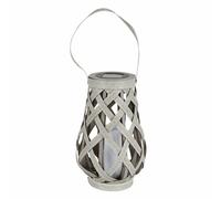 Solar Rattan Look Flickering Candle Garden Light Ornament Lamp Lantern