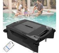 Solar Rechargeable Dual-Mode Pool Cleaning Robot, Cordless Automatic Skimmer and Vacuum for Above Ground Pools with APP Support