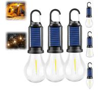 Solar Rechargeable Hooked Camping Light,2025 New Vintage Outdoor Portable Tent Ambient Lights LED Lamp Waterproof,USB Rechargeable LED Lights,Three-Level Lighting Adjustment (Spherical*3)