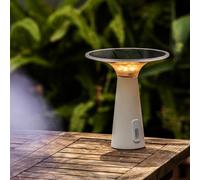 Solar Rechargeable LED Table Lamp, Weatherproof Outdoor Solar & USB-C Rechargeable Lamp with Adjustable Brightness, 3 Colour Modes, Xtralite Solaris, White
