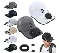 Solar Rechargeable Peak Cap - 2026 New Ultralight Solar Fan Sun Hat, 360° Adjustable Wind Direction, 300mAh 5V/2A 2H Runtime, Unisex Fishing Camping Hiking (2pcs D)