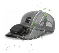 Solar Rechargeable Peak Cap USB Breathable Sport Fan Hat for Men Women, Outdoor Running Hiking Fishing (Gray)