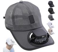 Solar Rechargeable Peaked Cap, Breathable Sports Cap with Solar Fan, Sun Visor Hat with Cooling Fan, USB Rechargeable Lightweight Baseball for Hiking Outdoor Casual Cycling (Gray)
