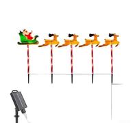 Solar Reindeer Sleigh Lights 5 Pack Outdoor Garden Waterproof LED Pathway Decor for Christmas Yard Lawn Patio Landscape 29cm Brown PVC(Five Trailers)