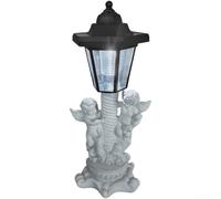 Solar Resin Angel Lamp with Cupid Design for Garden Patio Pathway Lighting Featuring Auto On/Off Dusk to Dawn Function (B)