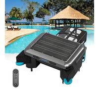 Solar Robotic Pool Skimmer, Automatic Surface Cleaner, Cordless Vacuum with Remote, 5200mAh Battery, IPX8 Waterproof, Quiet Debris Collector for Inground Above Ground Pools