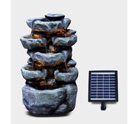 (SOLAR ROCK FOUNTAIN) GEEZY Solar LED Outdoor Garden Water Feature Cascading Fountain Statue Home Decoration