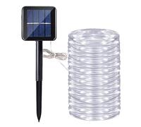 Solar Rope Lights,DINOWIN 200 LEDs 72ft/22M Waterproof Copper Wire Lights Tube Fairy Lights Decorative Lighting for Indoor/Outdoor (White)