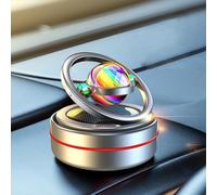 Solar Rotating Air Freshener Diffuser, Sun Catcher Aromatherapy Dashboard Ornament, Auto Spin Air Purifier Decoration (Silver)
