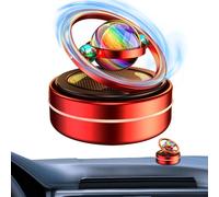 Solar Rotating Aromatherapy Diffuser Dashboard Ornament with 6 Aroma Tablets - Car Air Freshener and Purifier for Vehicle, Home, Office - Gift for Women and Men - Red