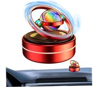 Solar Rotating Aromatherapy Diffuser Dashboard Ornament with 6 Aroma Tablets for Car Home Office, Red