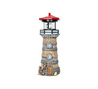 Solar Rotating Lighthouse LED Garden Ornament 27cm Resin Solar Lighthouse Waterproof Outdoor Decor 27cm 360 Degree Rotating Light Solar Lighthouse for Patio Solar Powered Lighthouse with Auto Sensor