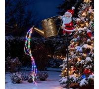 Solar Santa Claus Watering Can Lights, Hanging Metal Solar Santa Claus Watering Can with LED Light, SolarKettle Light Patio Lawn Pathway Decoration Gift for Backyard,Lawn,Patio