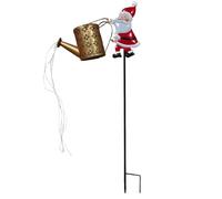 Solar Santa Claus Watering Can Lights IP65 Waterproof Metal Garden Decor with LED Light Vintage Metal Magical Christmas Outdoor Garden Decoration Solar Kettle Light for Patio Path Gifts (Yellow)