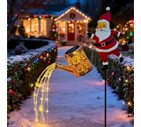 Solar Santa Watering Can Light, Christmas Solar Santa Claus Kettle Lights Outdoor Decoration, Waterproof Outdoor Father Christmas Watering Can for Garden Yard Patio, Pathway