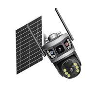 Solar Security Camera Double Lens Highly Definition Ultrared Night Visibilities 10x Optically Zoom Low Power Consumption Solar Powered for Outdoor Surveillances High Definition Ultrared Night