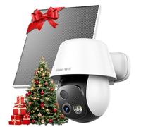 Solar Security Camera Outdoor Wireless, 2K 360° Pan-Tilt Wi-Fi with AI Human Detection, Spotlight & Siren, Colour Night Vision, 2-Way Audio, Battery Powered, IP65, SD/Cloud Storage
