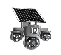 Solar Security Camera Outdoor Wireless,350° PTZ Battery Powered Outdoor Camera,3 Lens 2.4G WiFi Surveillance Camera with Light Color Night Vision for Home Security,APP Motion Sensor Alarm IP65