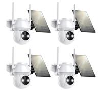 Solar Security Camera Wireless Outdoor, 2K HD Color Night Vision Home Security Camera System with 360° View Battery Powered Spotlight & Siren WiFi Camera Outdoor Motion Sensor and 2-Way Audio 4 Pack