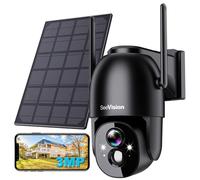 Solar Security Cameras Wireless Outdoor, 2K Battery Powered PTZ WiFi 3MP Security Camera for Home with Spotlight, PIR Motion Detection,Siren, Color Night Vision, 2-Way Talk, SD/Cloud Storage