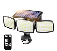 Solar Security Light Outdoor Light 189LED 1200LM, 3 Modes Solar Lights Outdoor Garden with Remote Control 3 Heads, Motion Sensor Lights Outdoor Solar Floodlight IP65 Wall Lights for Yard, Garage 1P