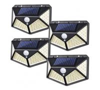 Solar Security Lights Outdoor Garden 100 LED Solar Powered 1200 mAH Outside Light 3 Modes Motion Sensor and 270°Wide Angle Waterproof Solar Power Wall Lighting For Fence Flood Door Garage 4 Pack