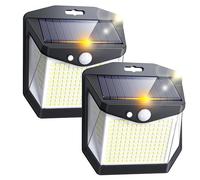 Solar Security Lights Outdoor Garden - 248 LED Outdoor Garden Wall Lights | Motion Sensor, IP65 Waterproof, 3 Modes, Outside Solar Panel Powered Flood Light for Garage Yard Fence Front Door 2 Pack