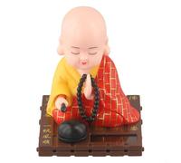 Solar Shaking Monk Ornament for Car Home Office Solar Powered Nodding Doll Having Motion Decoration Abs Material Red Blue Yellow Options (RED)