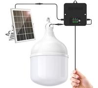 Solar Shed Light Indoor Outdoor, 6500K Day & Night Use Lamp with Pull Cord | 3 Modes Including Auto Dusk to Dawn, Power Display & Mode Indicator, IP65 Waterproof for Garage Porch Gazebo Chicken Coop