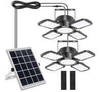 Solar Shed Light Indoor Outdoor, Aqonsie 176LED Solar Powered Pendant Light Daytime Available, Dual Lamps Motion Sensor Indoor Light with 5 Lighting Modes & Remote for Shed, Gazebo, Barn, Garage, Shop