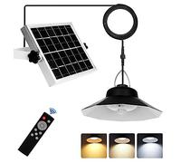 Solar Shed Light Indoor Outdoor, Upgrade Motion Sensor Pendant Lights Work in Daytime Waterproof with 3 Colors, 5 Modes, Remote Control Solar Indoor Lights for Home Yard Gazebo Barn