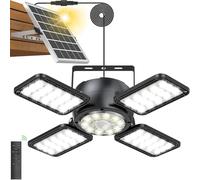 Solar Shed Light Outdoor Indoor Upgrade 1200LM 174LED 4 and 1 Heads Motion Sensor Pendant Light, Solar Lights with 5 Lighting Modes Remote Control IP65 Waterproof for Barn Patio Gazebo Shop