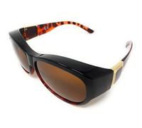 Solar Shield Over-Glasses Polarised Sunglasses, Brown Tiger Print with Gold Detail, Dark Tint Lenses 577