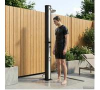 Solar Shower 40L Black/Silver PVC ABS Zinc 217cm Octagonal Rotating Head FootTap
