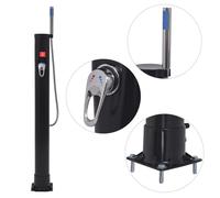 Solar Shower Outdoor Black PVC 8L, 115cm Tall Steel Base, Handheld Hose Anchors