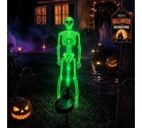 Solar Skeleton Yard Stake Garden Light Halloween Decorations Bones Figurine | 3D Creepy LED lamp Waterproof Realistic Ghosts for Outdoor Grave Lawn Patio House Party Fall Decor Gift，Green