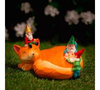 Solar Sleeping Fox Ornament Gnome Garden Home Patio Decking Flower Bed Standing