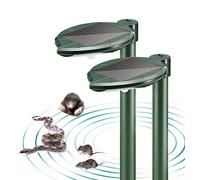 Solar Snake Repellent Ultrasonic Outdoor with LED Light, Sonic Mole Repeller Solar-Powered, Snake Mole Vole Gopher Away for Lawn Yard 2PK