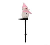 Solar Snowman Ground Stake Light Waterproof IP54 Sun Powered LED Lamp Decorative Colorful Options Red Yellow Pink Blue Automatic Night Illumination(pink)