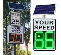 Solar Speed Display Radar Traffic Sign with Accessories, Flashing Speed Limit Sign Car Speedometer Street Sign to Track Speed and Warning(White_60*90cm)