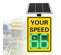 Solar Speed Display Sign Radar-Activated LED Traffic Warning Board, Adjustable Speed Limit With Remote For School Zones Parks Roads(Yellow,24 * 35in)