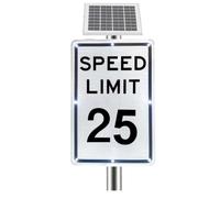 Solar Speed Flash Limit Sign, Solar Speed Limit 5-95 MPH Sign, Engineering-Grade Reflective Film, IP65 Windproof, Aluminum Frame, for School Bus Stop Road Safety Warning(25 Mph)