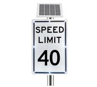 Solar Speed Flash Limit Sign, Solar Speed Limit 5-95 MPH Sign, Engineering-Grade Reflective Film, IP65 Windproof, Aluminum Frame, for School Bus Stop Road Safety Warning(40 Mph)