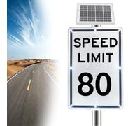 Solar Speed Flash Limit Sign, Solar Speed Limit 5-95 MPH Sign, Engineering-Grade Reflective Film, IP65 Windproof, Aluminum Frame, for School Bus Stop Road Safety Warning(80 Mph)