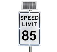 Solar Speed Flash Limit Sign, Solar Speed Limit 5-95 MPH Sign, Engineering-Grade Reflective Film, IP65 Windproof, Aluminum Frame, for School Bus Stop Road Safety Warning(85 Mph)