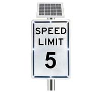 Solar Speed Flash Limit Sign, Solar Speed Limit 5-95 MPH Sign, Engineering-Grade Reflective Film, IP65 Windproof, Aluminum Frame, for School Bus Stop Road Safety Warning(5 Mph)
