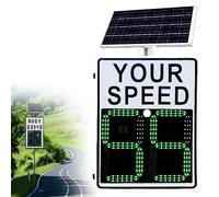 Solar Speed Limit Sign With Remote 23.5"x25.5" LED Display Auto Red/Green Overspeed Alert Solar-Powered Radar Feedback Sign For High Visibility Day Night