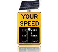 Solar Speed Limit Sign with Remote, LED Display Auto Red/Green Alert for Overspeed Detection, Solar-Powered Speed Feedback Sign, High Visibility Day/Night