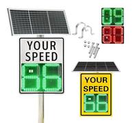 Solar Speed Radar Sign with LED Display, Auto Dimming Traffic Warning Board for Highways & Schools, IP65 Weatherproof Solar Powered Feedback Device, Easy Install Adjustable Limit Alert