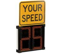 Solar Speed Radar Signs, Rustproof Aluminum Speed Radar Feedback Signs, Suitable for Streets and Communities, Waterproof, 24" x 35" Yellow